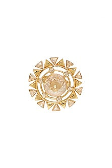 Gold Finish White Swarovski Crystal Ring