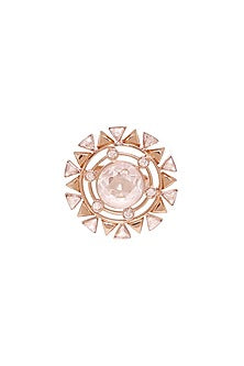 Rose Gold Finish Pink Swarovski Crystal Ring