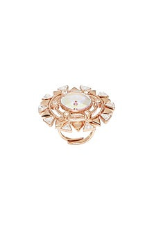 Rose Gold Finish Pink Swarovski Crystal Ring