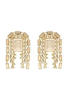 Gold Finish Yellow Swarovski Crystal Earrings