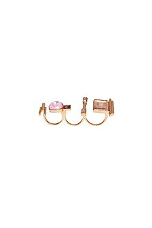 Rose Gold Finish Pink Swarovski Crystals Ring
