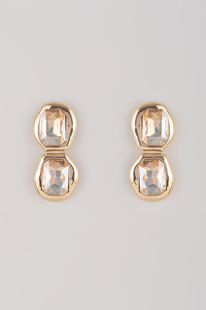 Gold Plated Emerald-Cut Swarovski Crystal Stud Earrings