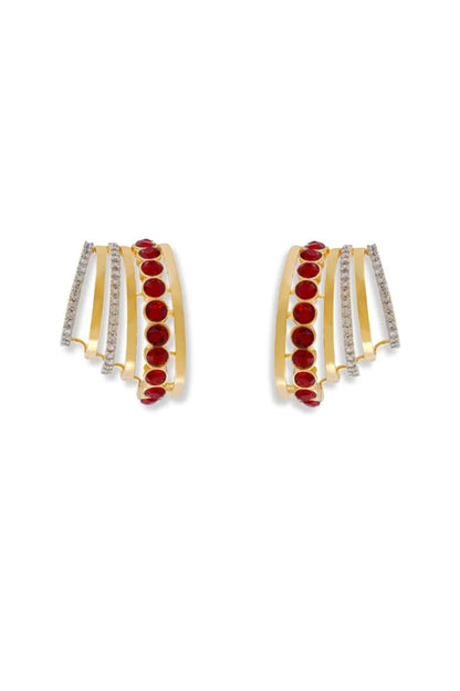 Gold Finish Gold Stone Stud Earrings