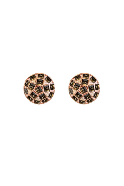 Gold Finish Smoky Quartz Stone Stud Earrings