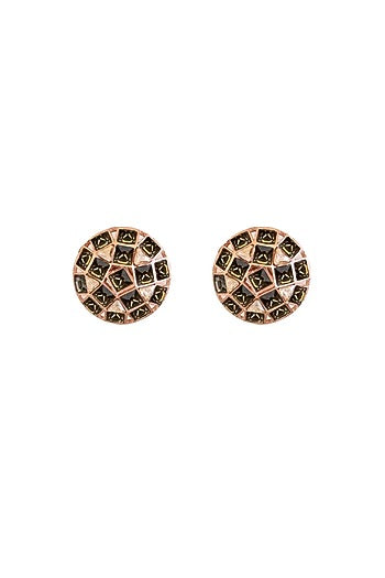 Gold Finish Smoky Quartz Stone Stud Earrings