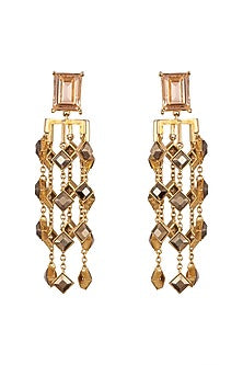 Gold Finish Swarovski Crystals Dangler Earrings