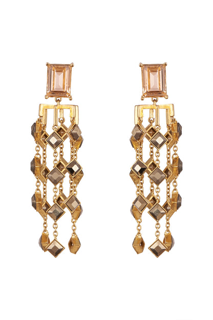 Gold Finish Swarovski Crystals Dangler Earrings