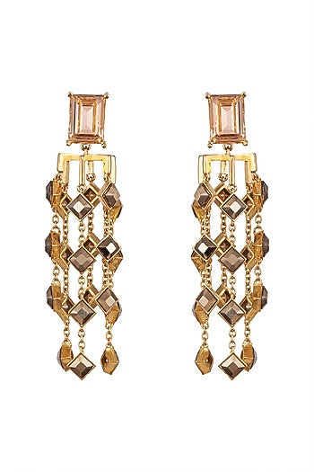 Gold Finish Swarovski Crystals Dangler Earrings