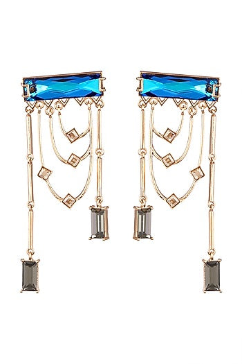 Gold Finish Swarovski Earrings