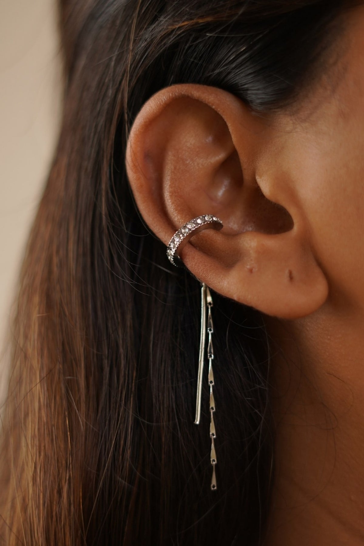 Silver Finish Austrian Crystal Dangler Earrings