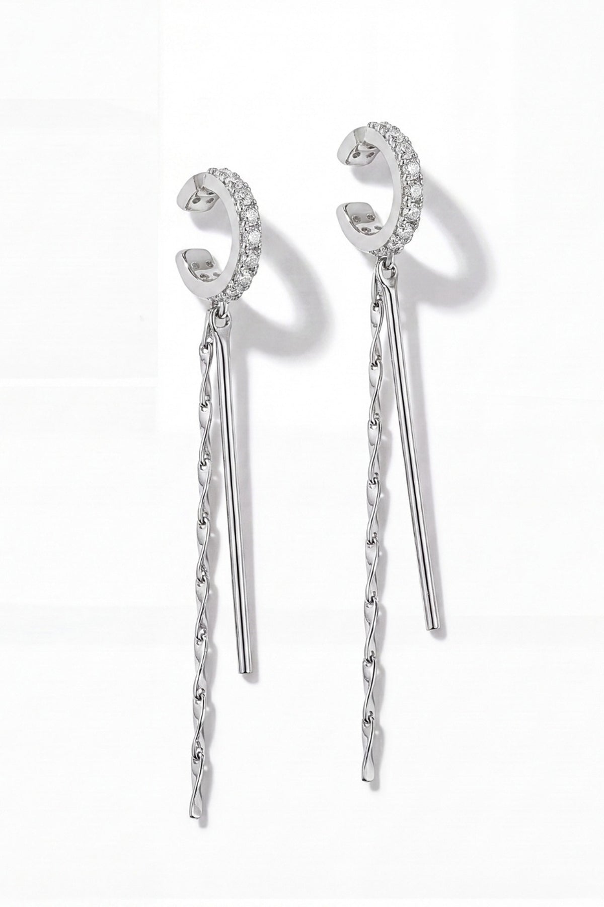 Silver Finish Austrian Crystal Dangler Earrings