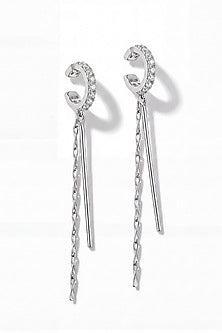 Silver Finish Austrian Crystal Dangler Earrings