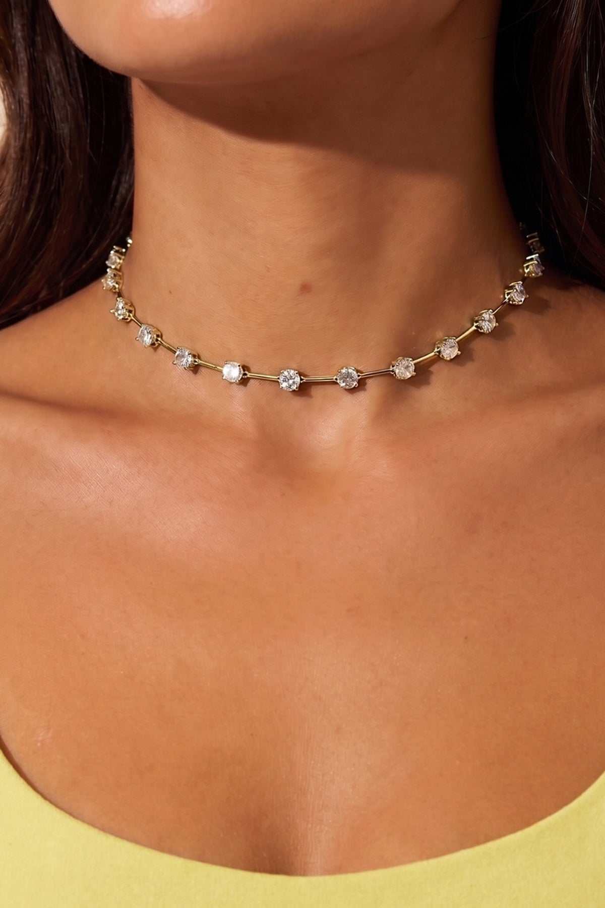 Gold Plated Austrian Crystal Tennis Necklace