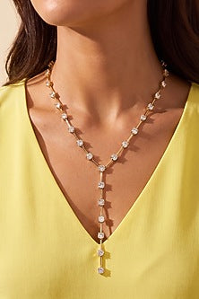 Gold Plated Austrian Crystal Lariat Necklace