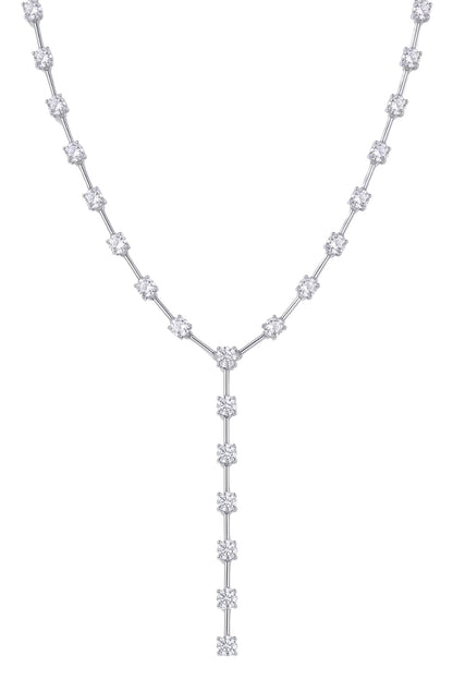Silver Finish Austrian Crystal Lariat Necklace