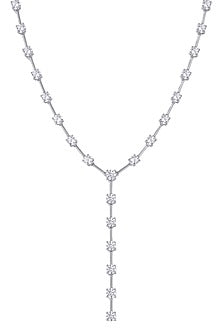 Silver Finish Austrian Crystal Lariat Necklace