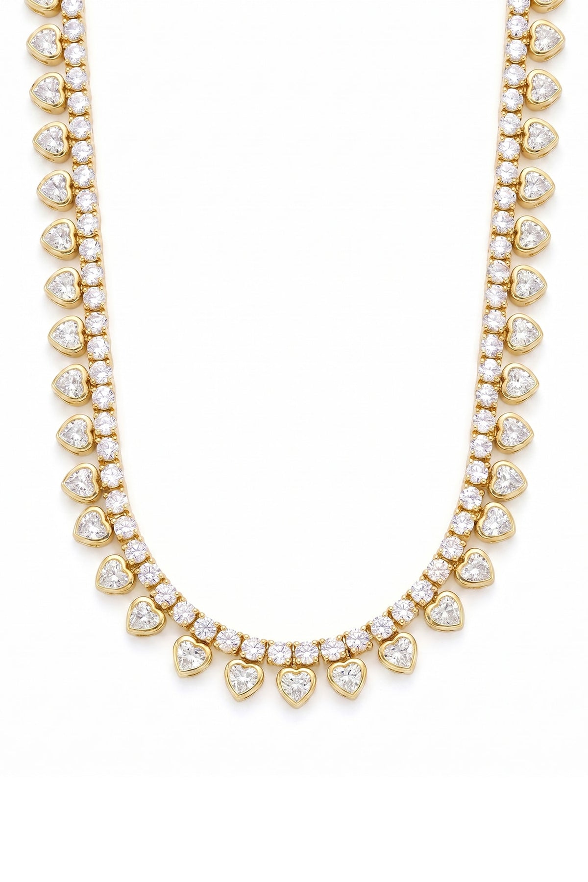 Gold Plated White Heart-Shaped Austrian Crystal Necklace