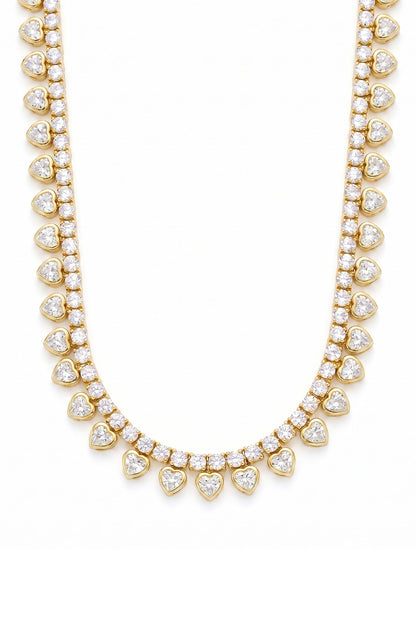 Gold Plated White Heart-Shaped Austrian Crystal Necklace
