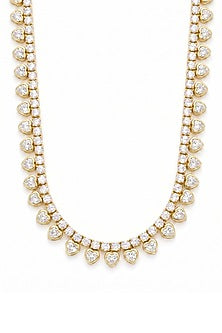 Gold Plated White Heart-Shaped Austrian Crystal Necklace