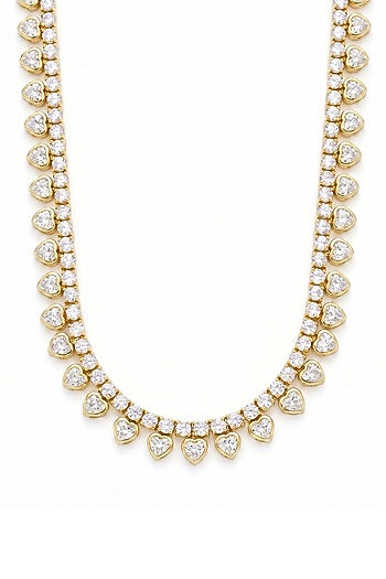Gold Plated White Heart-Shaped Austrian Crystal Necklace