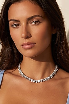 Silver Finish Heart-Shaped Austrian Crystal Necklace