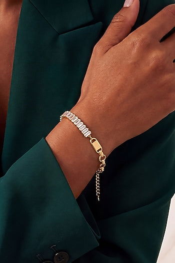 Gold Finish Austrian Crystal Link Bracelet
