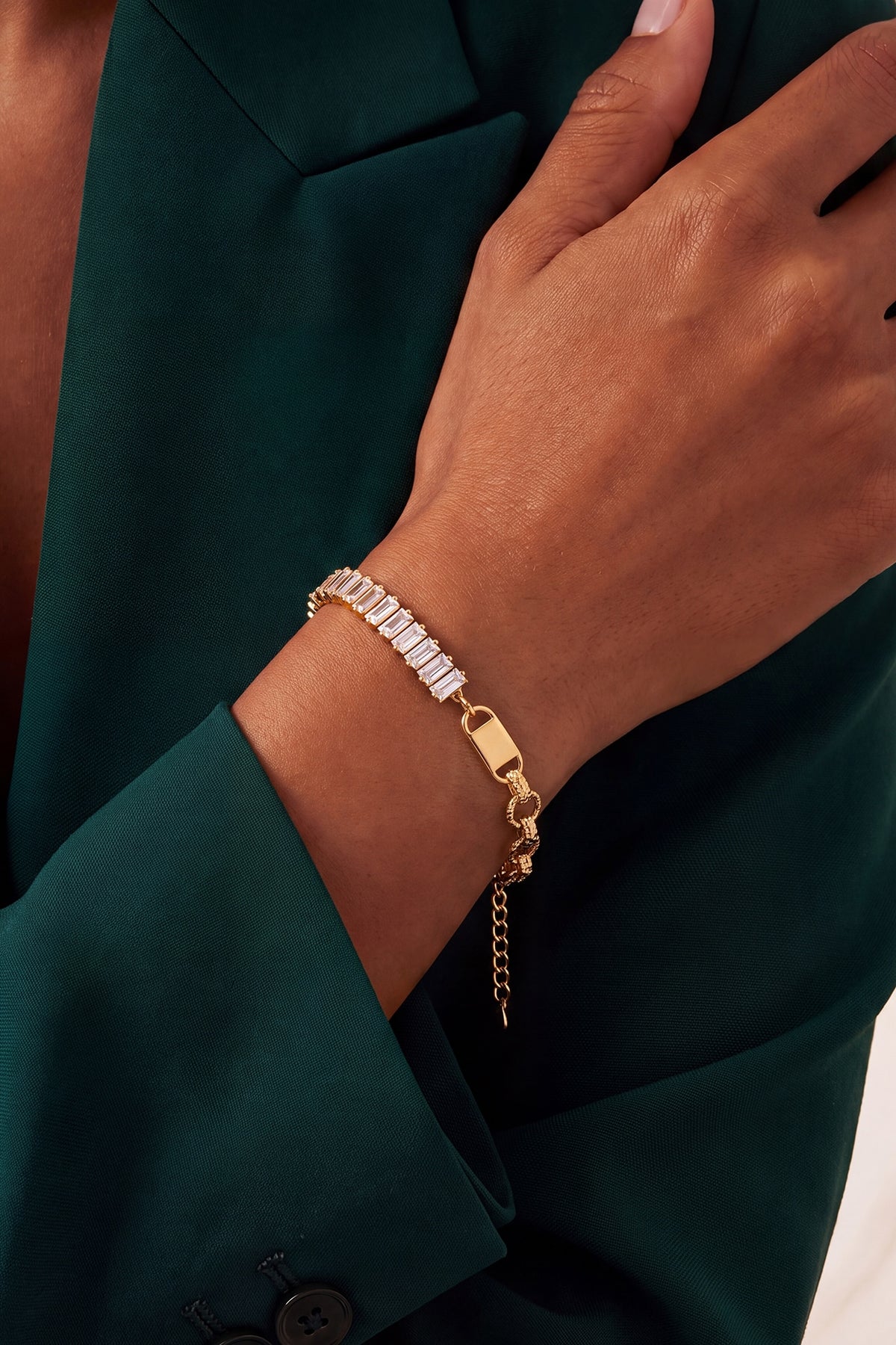 Gold Finish Austrian Crystal Link Bracelet