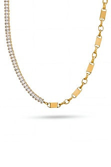 Gold Finish Austrian Crystal Link Necklace