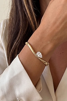 Gold Finish Pear-Shaped Austrian Crystal Bangle