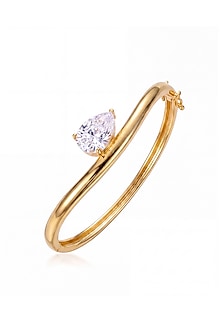 Gold Finish Pear-Shaped Austrian Crystal Bangle