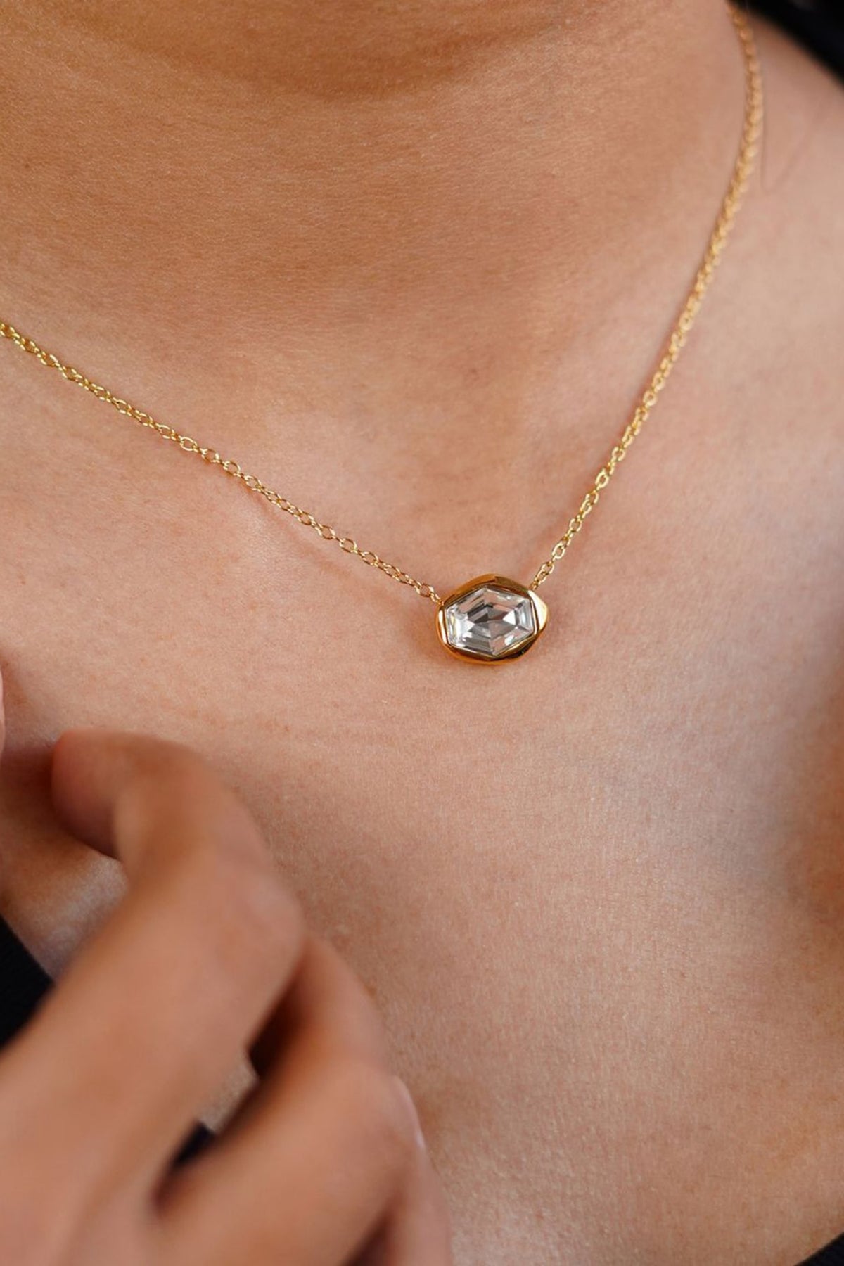 Gold Finish Austrian Crystal Pendant Necklace