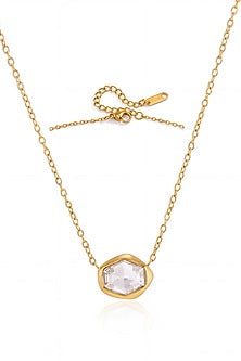 Gold Finish Austrian Crystal Pendant Necklace
