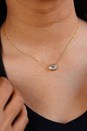 Gold Finish Austrian Crystal Pendant Necklace