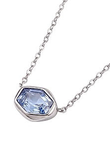 Gold Finish Blue Austrian Crystal Pendant Necklace