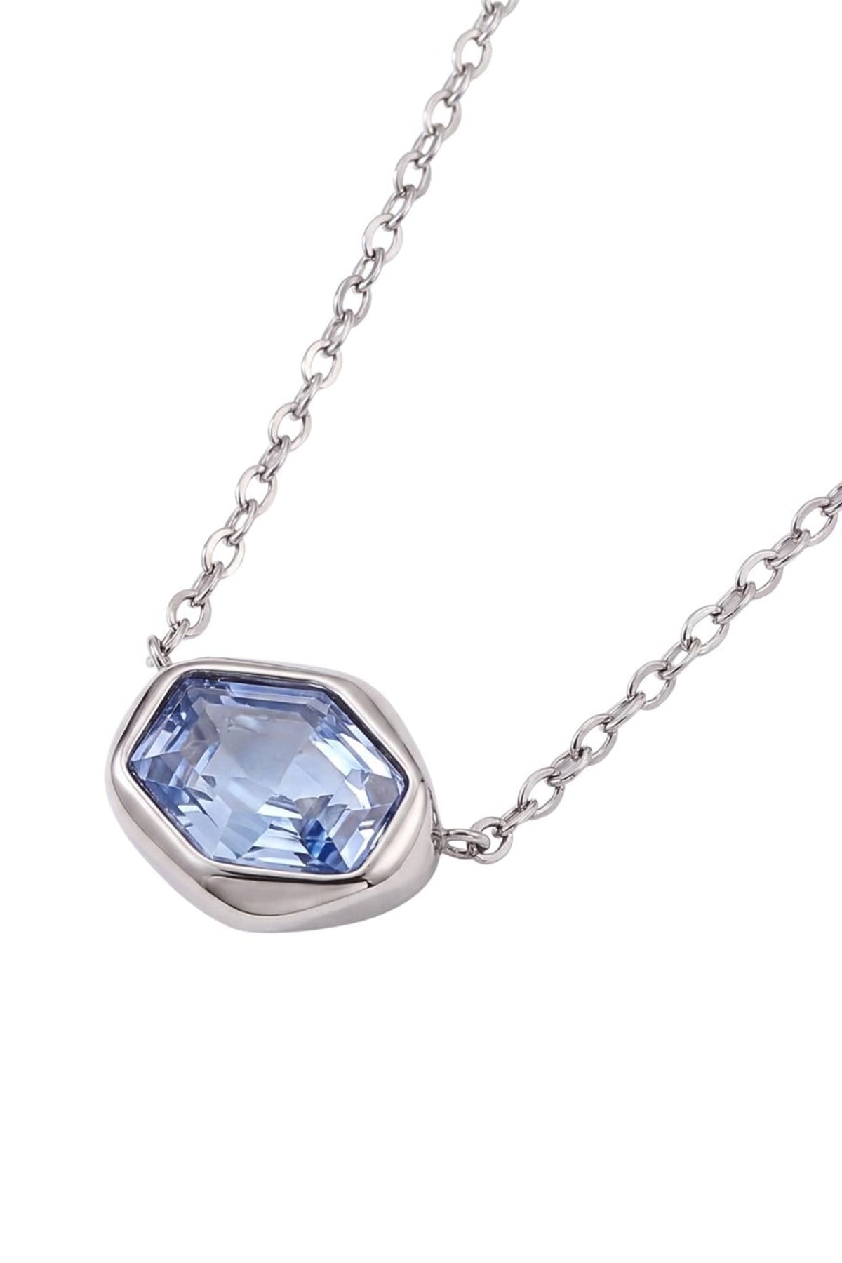Gold Finish Blue Austrian Crystal Pendant Necklace