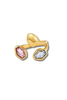 Gold Finish Pink & Blue Austrian Crystal Ring