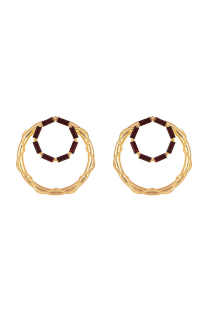 Gold Finish Swarovski Hoop Earrings