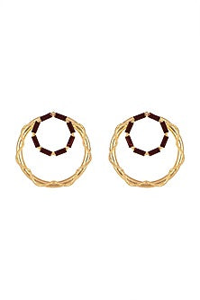 Gold Finish Swarovski Hoop Earrings