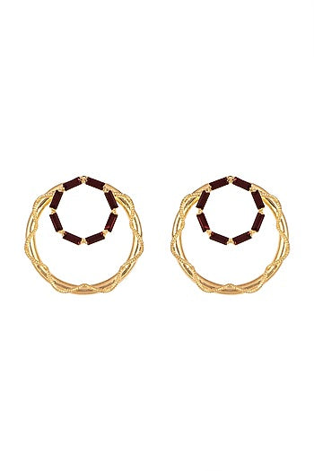 Gold Finish Swarovski Hoop Earrings