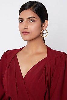 Gold Finish Swarovski Hoop Earrings