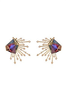 Gold Finish Swarovski Stud Earrings