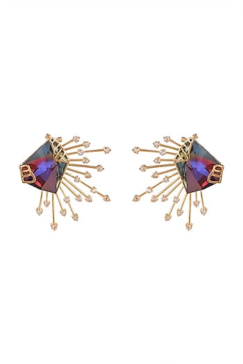 Gold Finish Swarovski Stud Earrings