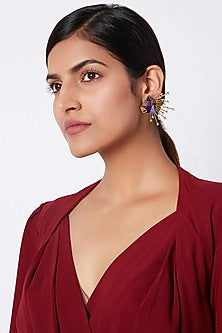 Gold Finish Swarovski Stud Earrings