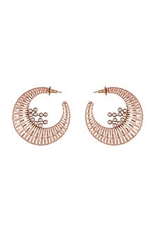 Rose Gold Finish Swarovski Hoop Earrings