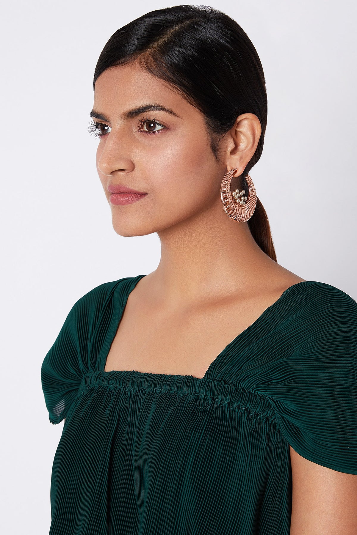Rose Gold Finish Swarovski Hoop Earrings