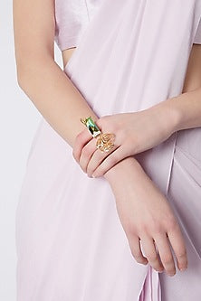 Gold Finish Swarovski Ring