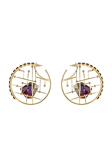 Gold Finish Swarovski Hoop Earrings