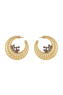 Gold Finish Swarovski Hoop Earrings