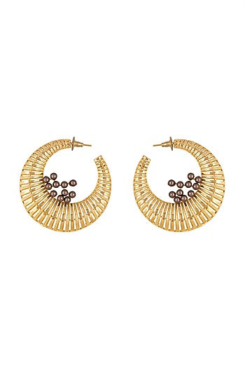 Gold Finish Swarovski Hoop Earrings