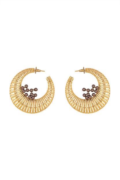 Gold Finish Swarovski Hoop Earrings